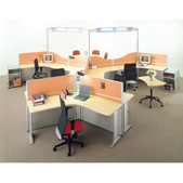 橙色卡位屏風桌